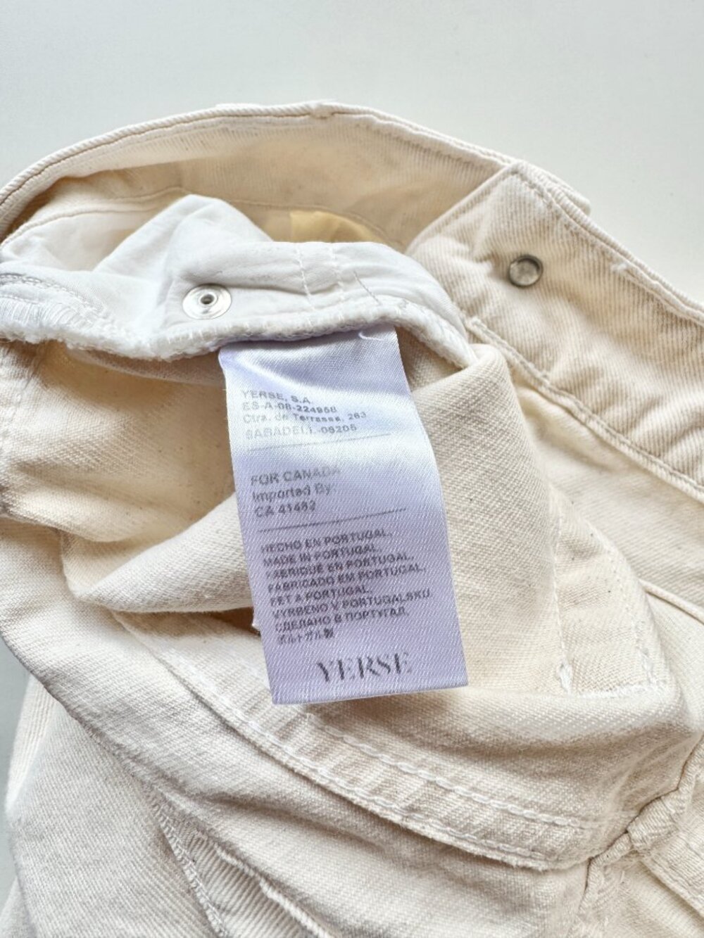 YERSE Ivory White 100% Organic Cotton Denim Mid Rise Wide Leg Jeans, Size M - Picture 14 of 15
